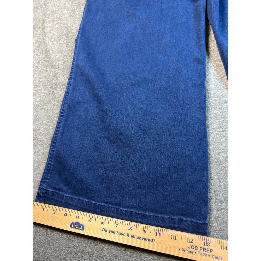 Pilcro Anthropologie Wide Leg Crop Jeans 32 Blue High Rise Patch Pockets Boho - Picture 9 of 9